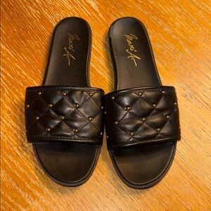 Elegant Black Quilted Slide Sandals